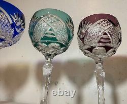 Lot 5 vintage cut to clear crystal glass cordial red wine goblet glasses stems