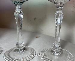 Lot 5 vintage cut to clear crystal glass cordial red wine goblet glasses stems