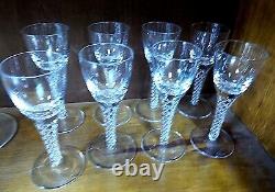 Lot 8 Vintage Stuart Iona Air Twist White Wine Glasses 6'' Made In England