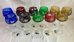Lot NEW VINTAGE BOHEMIAN CUT LEAD CRYSTAL CLEAR INDUSTRIES WINE STEM GLASS