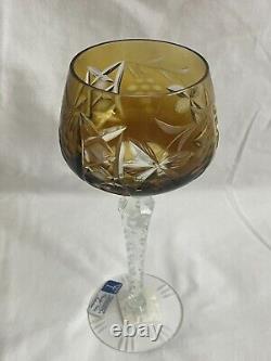 Lot NEW VINTAGE BOHEMIAN CUT LEAD CRYSTAL CLEAR INDUSTRIES WINE STEM GLASS
