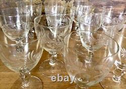 Lot Of 12 Hand Cut Goblets For Water Or Wine Glasses Are Vintage Mid Century