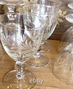 Lot Of 12 Hand Cut Goblets For Water Or Wine Glasses Are Vintage Mid Century
