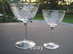 Lot Of 22 Vintage Etched Daisy Flower Stemmed Glasses 11 @ 5.75 & 11 @ 5