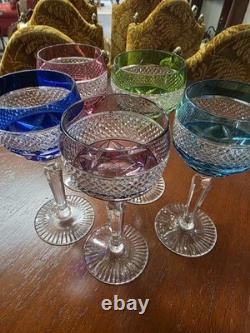 Lot Of 5 Cut To Clear Crystal Glasses, Vintage