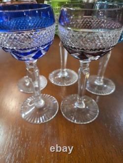 Lot Of 5 Cut To Clear Crystal Glasses, Vintage