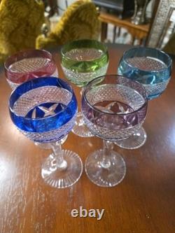 Lot Of 5 Cut To Clear Crystal Glasses, Vintage