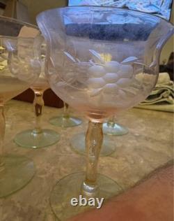 Lot Of Pink Drinkware Wine glass. Antique. Retro. Carnival glass. Glassware