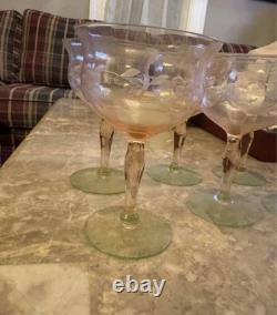Lot Of Pink Drinkware Wine glass. Antique. Retro. Carnival glass. Glassware