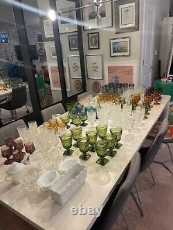 Lot of 104 vintage pressed glass wine glasses