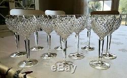 Lot of 10 + 1 Vintage Cut Crystal WATERFORD Alana Hock Wine Glasses