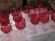 Lot of (23) Vintage Wine Glasses Red with Clear Stem Depression glass! Rare