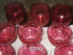 Lot of (23) Vintage Wine Glasses Red with Clear Stem Depression glass! Rare