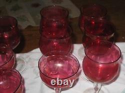 Lot of (23) Vintage Wine Glasses Red with Clear Stem Depression glass! Rare