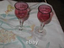 Lot of (23) Vintage Wine Glasses Red with Clear Stem Depression glass! Rare