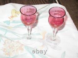 Lot of (23) Vintage Wine Glasses Red with Clear Stem Depression glass! Rare