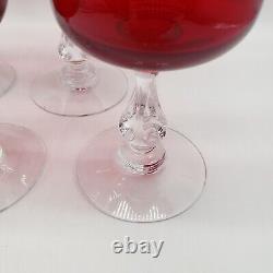 Lot of 4 Vintage Fostoria Crystal Distinction Ruby Tall Wine or Water Glasses