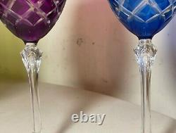 Lot of 4 vintage cut to clear crystal glass cordial white wine goblet glasses