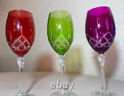 Lot of 4 vintage cut to clear crystal glass cordial white wine goblet glasses