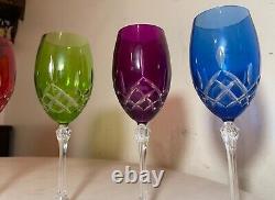 Lot of 4 vintage cut to clear crystal glass cordial white wine goblet glasses