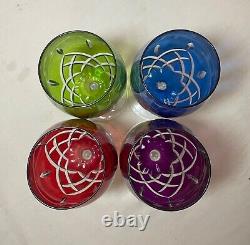 Lot of 4 vintage cut to clear crystal glass cordial white wine goblet glasses