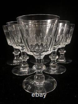Lot of 6 TIFFIN FRANCISCAN CUT GLASS 4 1/2 WHITE WINE Glasses JEFFERSON #17395