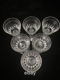 Lot of 6 TIFFIN FRANCISCAN CUT GLASS 4 1/2 WHITE WINE Glasses JEFFERSON #17395