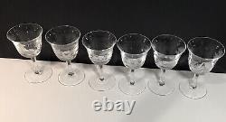 Lot of 6 Vintage German Wildlife Etched Glass Crystal sherry glasses