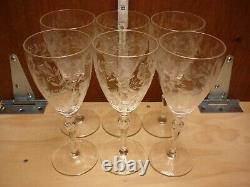 Lot of 6 Vintage Rock Sharpe # 2011-1 Blown Glass Water Wine Goblets Glasses