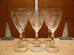 Lot of 6 Vintage Rock Sharpe # 2011-1 Blown Glass Water Wine Goblets Glasses