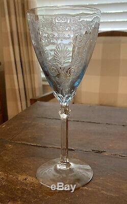 Lot of 7 Vintage Fostoria Versailles Azure Blue Wine Glass 8.25 EVC