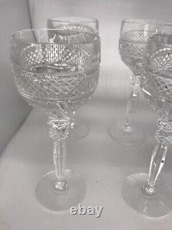 Lot of 8 vintage heavy crystal 5 oz height 8 in stem wine goblets glasses
