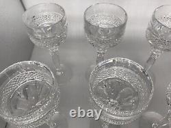 Lot of 8 vintage heavy crystal 5 oz height 8 in stem wine goblets glasses