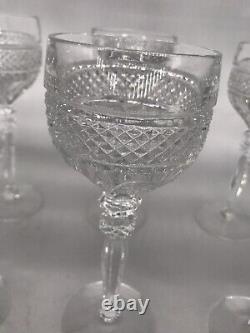 Lot of 8 vintage heavy crystal 5 oz height 8 in stem wine goblets glasses