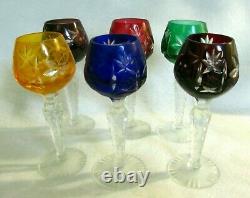 Lovely Set Of 6 Vintage Bohemian Cut To Clear Port Wine Glasses