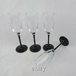 Luminarc Black Stem Wine Glasses Vintage Set of 12 France White Red Flute
