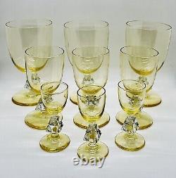 MCM Bryce Aquarius Gold / Yellow Cordial Glass. Wine Glass. Set of 9 VTG