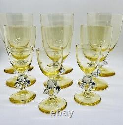 MCM Bryce Aquarius Gold / Yellow Cordial Glass. Wine Glass. Set of 9 VTG
