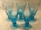 MCM Wine Water Goblets Turquoise Swirl Ribbed Stemmed Set Of 5