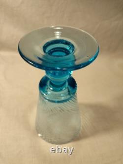 MCM Wine Water Goblets Turquoise Swirl Ribbed Stemmed Set Of 5