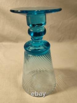 MCM Wine Water Goblets Turquoise Swirl Ribbed Stemmed Set Of 5