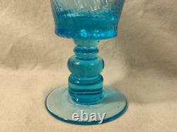 MCM Wine Water Goblets Turquoise Swirl Ribbed Stemmed Set Of 5