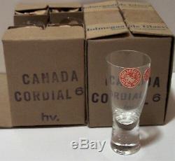 MCM c. 1957 vintage Holmegaard Denmark glass Canada wine cordial tumbler 58pc MIB