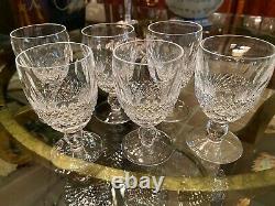 MINT 6 Vintage WATERFORD COLLEEN Short Stem White Wine Crystal 4 3/4