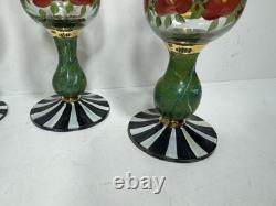 Mackenzie Childs 4 Heirloom Wine Glasses 7.5 Inches Tall (71)