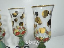 Mackenzie Childs 4 Heirloom Wine Glasses 7.5 Inches Tall (71)