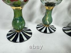 Mackenzie Childs 4 Heirloom Wine Glasses 7.5 Inches Tall (71)