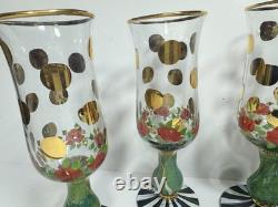 Mackenzie Childs 4 Heirloom Wine Glasses 7.5 Inches Tall (71)