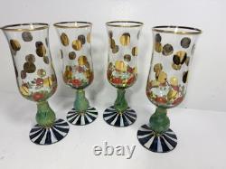 Mackenzie Childs 4 Heirloom Wine Glasses 7.5 Inches Tall (71)