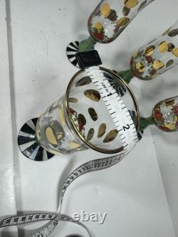 Mackenzie Childs 4 Heirloom Wine Glasses 7.5 Inches Tall (71)